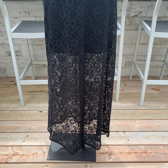 Vintage 90s Y2K B. Smart Black Sheer Lace Strapless Tube Top Maxi Dress - Picture 3 of 14